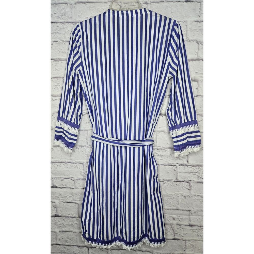 J. CREW Striped Tunic shirt Dress Belted blue white Cotton Poplin beach summer 0 - Picture 6 of 10